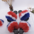 Qztx02 2020 Fur Slippers Fur Slides Rain bow Mommy And Me